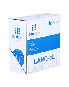 CAT6 SF/UTP 50m kabel op rol soepel grijs CCA