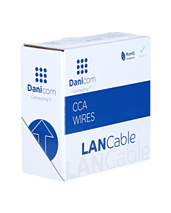 CAT5e F/UTP 50m kabel op rol stug grijs CCA
