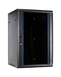 22U wand patchkast met glazen voordeur, 600mm diep