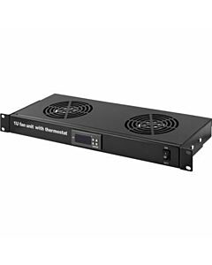 1U 19 inch ventilator set met 2st fan voor patchkasten (thermostaat, 230V)