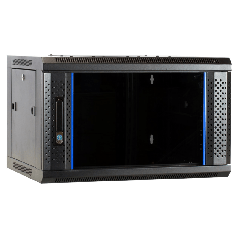 4U wand patchkast ongemonteerd met glazen deur, 450mm diep