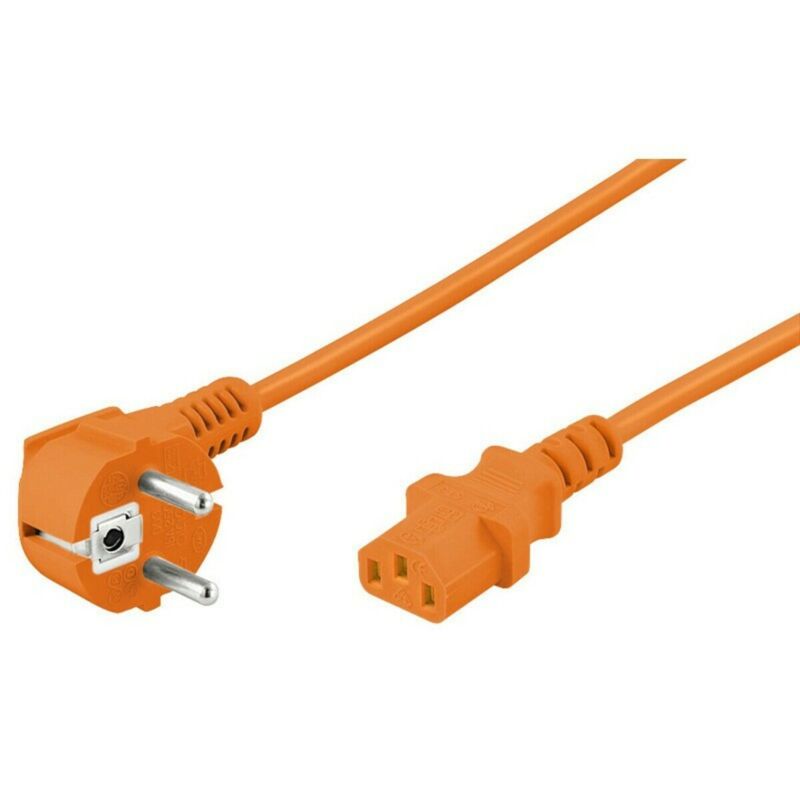 Netsnoer schuko haaks naar C13 2m oranje