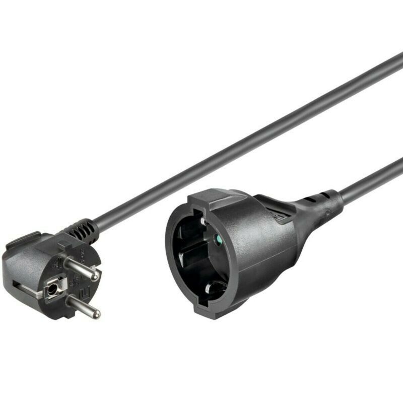 Verloopkabel schuko 2m zwart