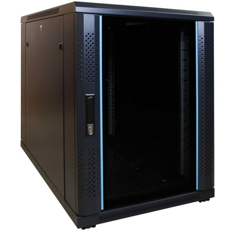 15U mini patchkast met glazen voordeur, 1000mm diep