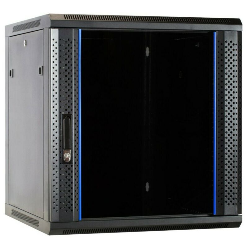 12U wand patchkast met glazen voordeur, 600mm diep