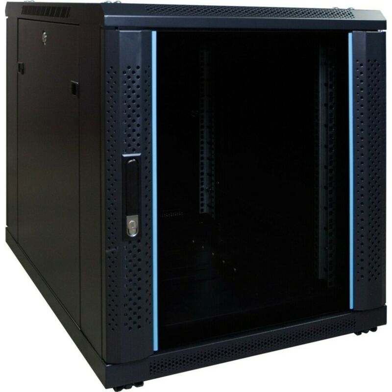 12U mini patchkast met glazen voordeur, 800mm diep