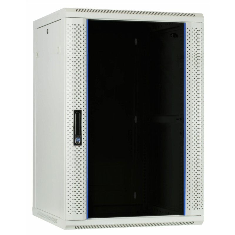 22U witte wand patchkast met glazen voordeur, 600mm diep