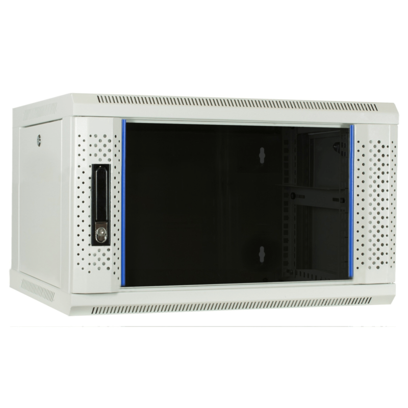 4U witte wand patchkast met glazen voordeur, 450mm diep