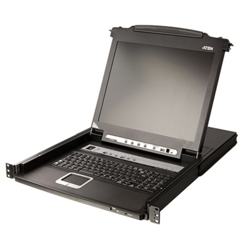AMK808-17PB 1U, single rail, 17" LCD keyboard drawer with 8-port KVM switch