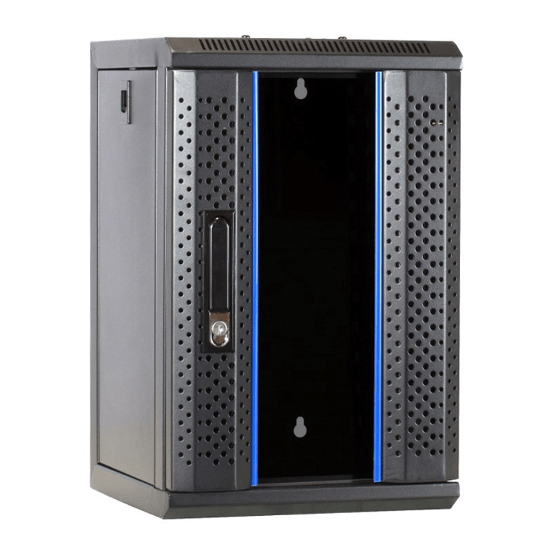 10" 9U wand patchkast met glazen voordeur 310mm diep