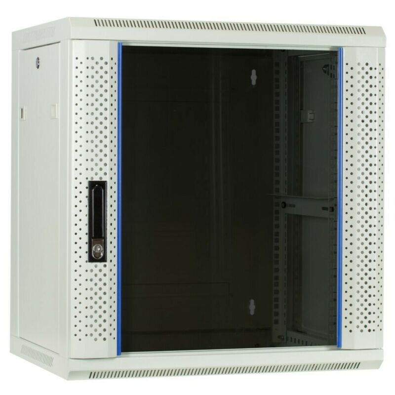 12U witte wand patchkast met glazen voordeur, 450mm diep