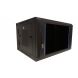 6U wand patchkast (kantelbaar) met glazen deur en geperforeerde zijwanden 600mm diep