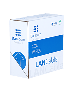 CAT5e F/UTP 50m kabel op rol soepel grijs CCA