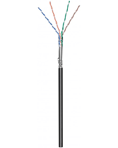 CAT6 SF/UTP 305m buitenkabel op rol soepel zwart CCA