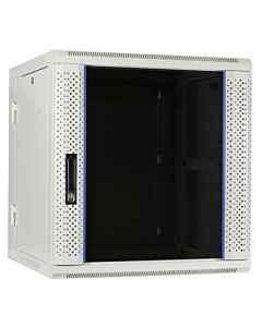 12U witte wand patchkast met glazen voordeur (kantelbaar), 600mm diep