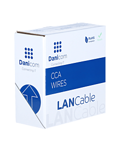 CAT5e F/UTP 50m kabel op rol stug grijs CCA