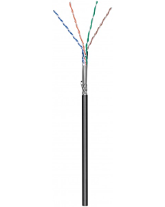 CAT6 S/FTP 100m buitenkabel op rol soepel zwart CCA