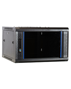 4U wand patchkast ongemonteerd met glazen voordeur, 600mm diep