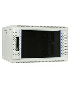 4U witte wand patchkast met glazen voordeur, 450mm diep