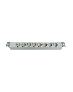 19 inch stekkerdoos, 8-voudig, zonder schakelaar, 2m kabel, wit