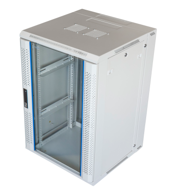 18U witte wandkast (kantelbaar) met metalen deur 600x600x1000mm (BxDxH)