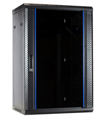 18U wand patchkast met glazen voordeur, 450mm diep