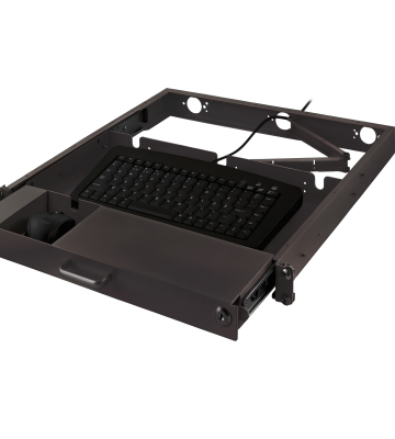 Toetsenbord en muis plank, uitschuifbaar en afsluitbaar, 1U, 19-inch, zwart