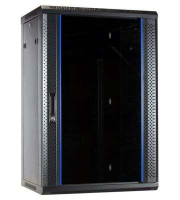 18U wand patchkast met glazen voordeur, 450mm diep