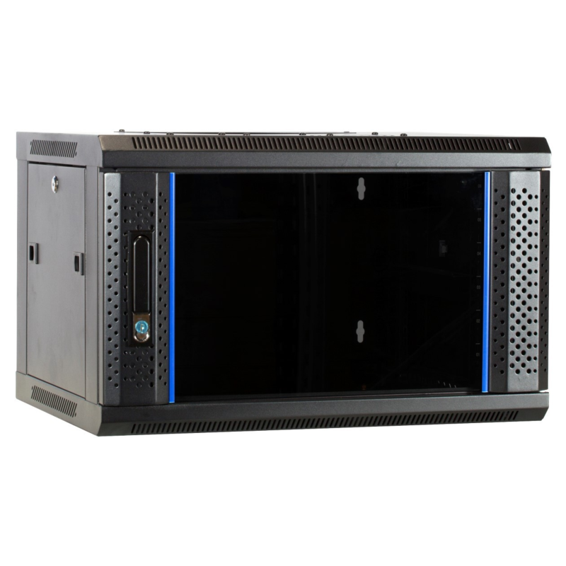 4U wand patchkast ongemonteerd met glazen deur, 450mm diep