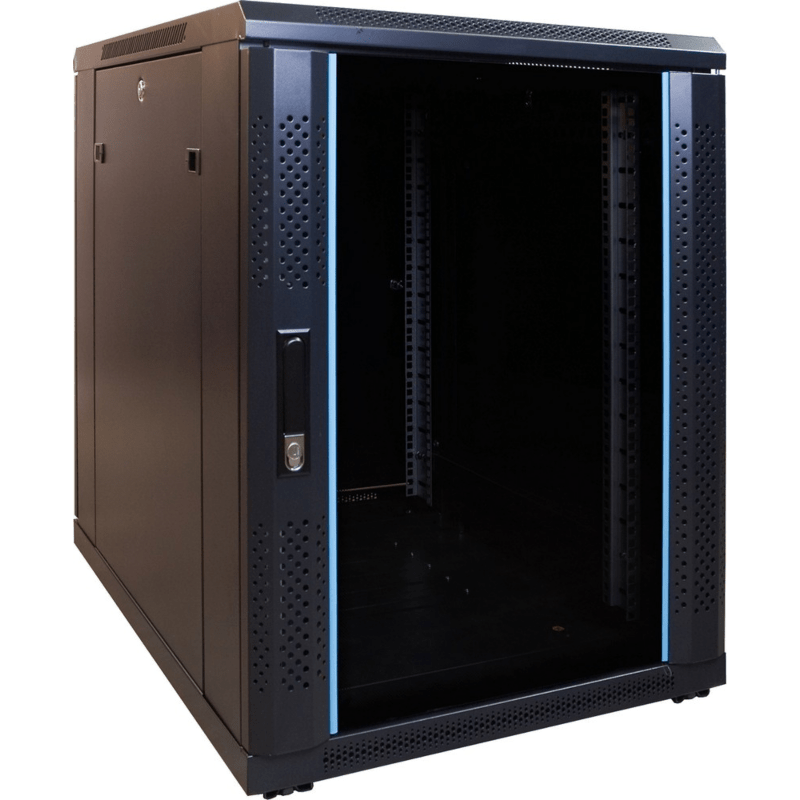 15U mini serverkast met glazen deur, 800mm diep