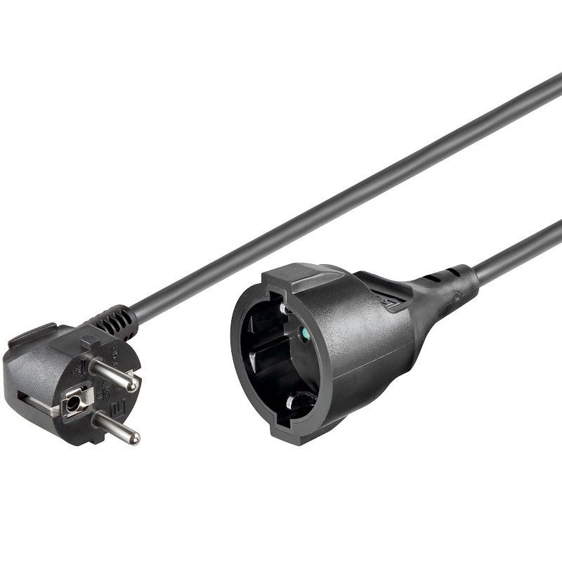 Verloopkabel schuko 2m zwart
