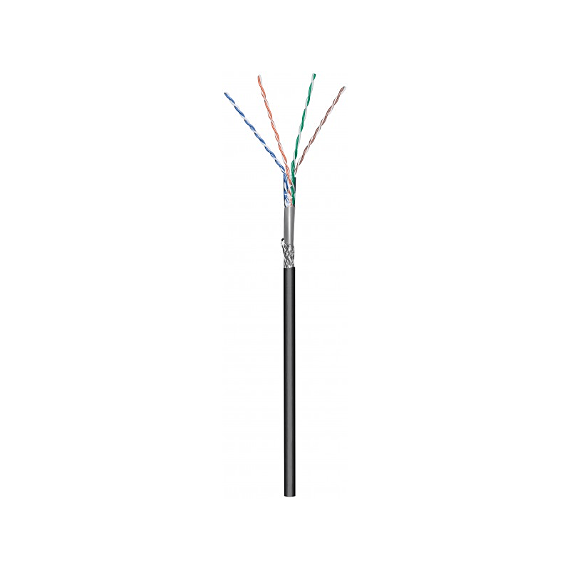 CAT6 S/FTP 100m buitenkabel op rol stug zwart CCA