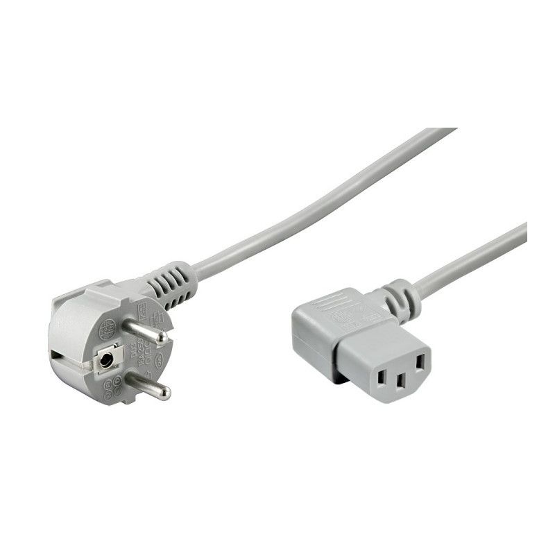 Netsnoer schuko naar C13 haaks 2m grijs