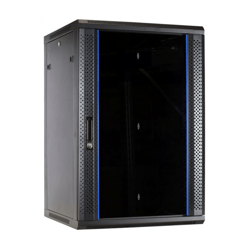 27U wand patchkast met glazen voordeur, 600mm diep