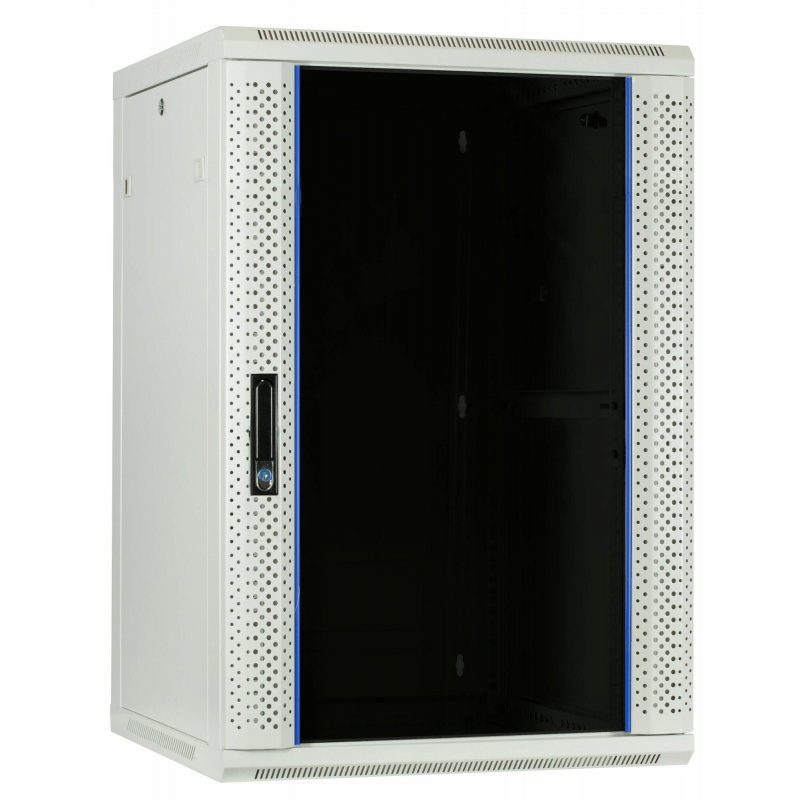 22U witte wand patchkast met glazen voordeur, 600mm diep