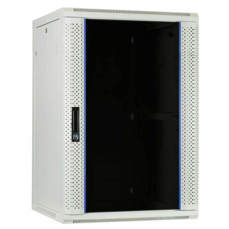 22U witte wand patchkast met glazen voordeur, 600mm diep