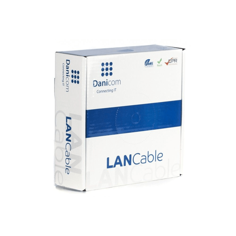 CAT5e F/UTP 50m kabel op rol soepel grijs CCA