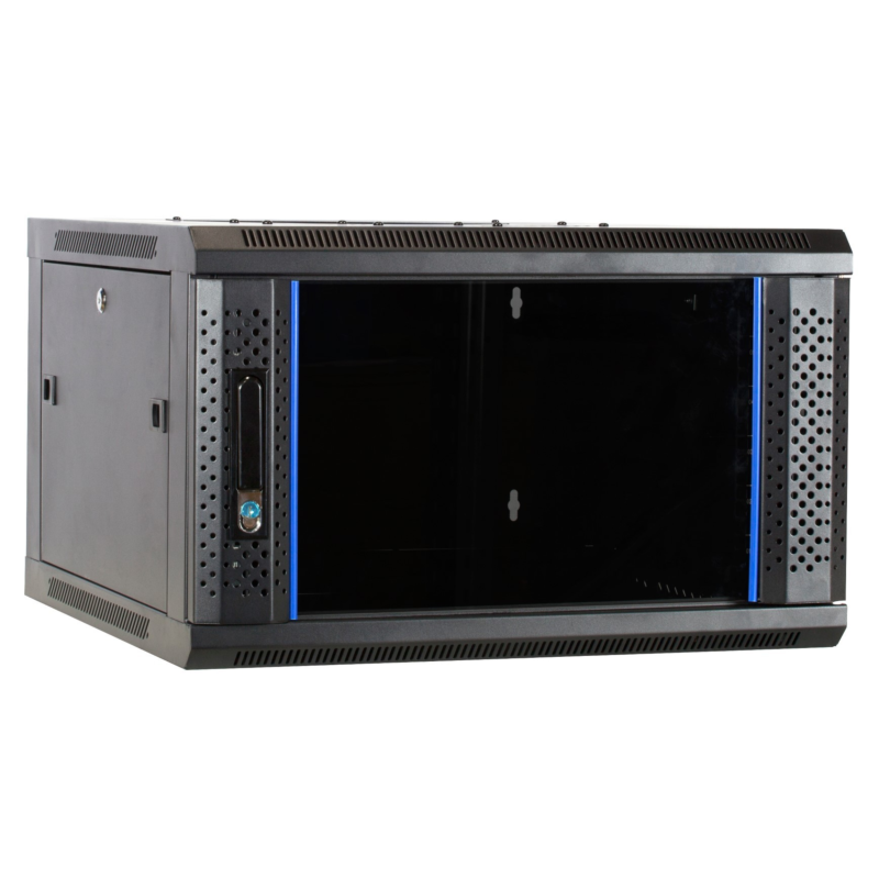 4U wand patchkast ongemonteerd met glazen voordeur, 600mm diep