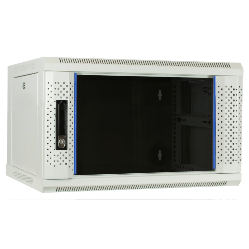 4U witte wand patchkast met glazen voordeur, 450mm diep