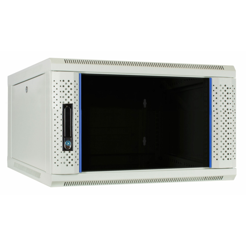 4U witte wand patchkast met glazen voordeur, 600mm diep