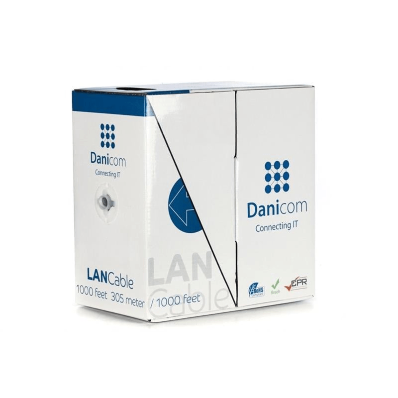 CAT5e U/UTP 305m kabel op rol stug  grijs CCA