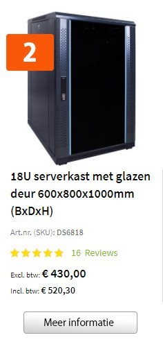 18U serverkast met glazen deur